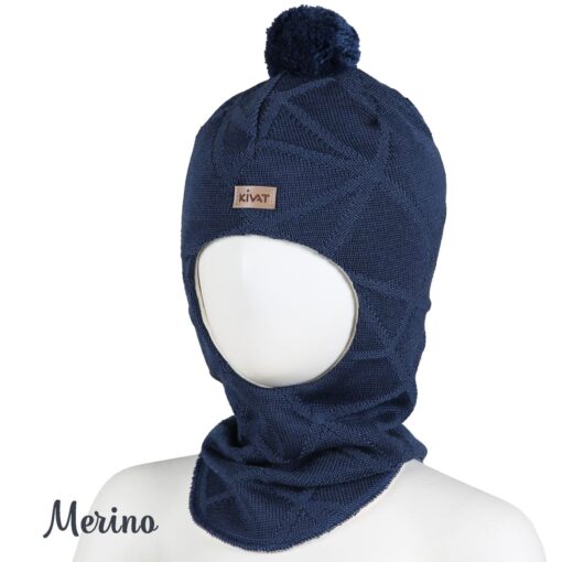 Balaclava i merinoull - Blå