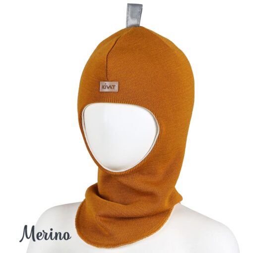Balaclava i merinoull - Senap